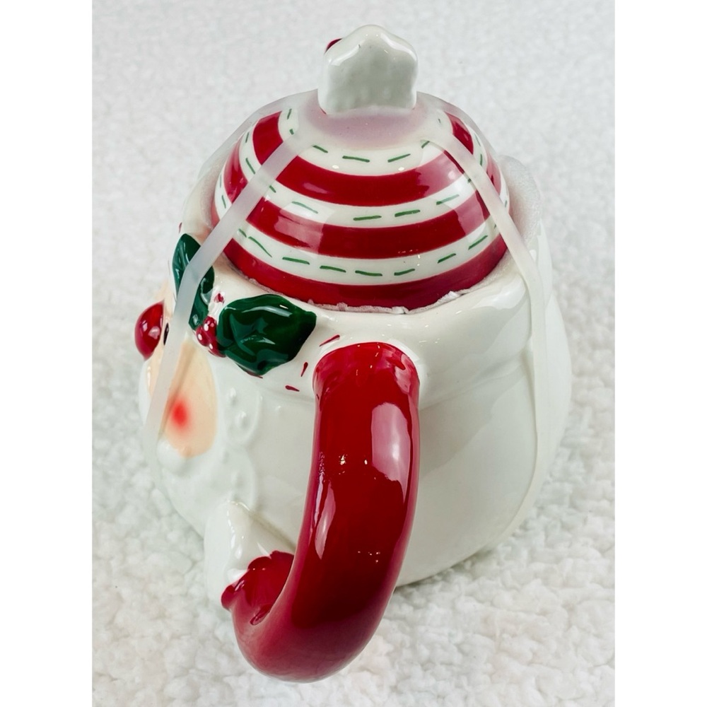 (NWT) HOLLY & MOSS • Red/White Christmas Holiday Santa Claus Teapot - Picture 5 of 13